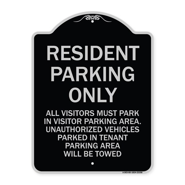 Parking Resident Parking Only Heavy-Gauge Aluminum Architectural Sign, 24" x 18", BS-1824-23358